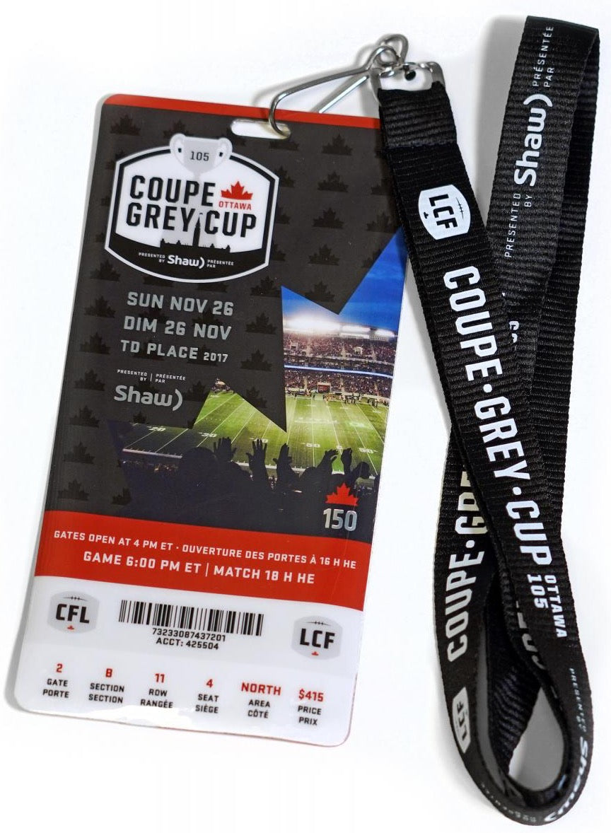 2017 CFL Grey Cup Ticket Pass & Lanyard - Ottawa - TD Place Stadium