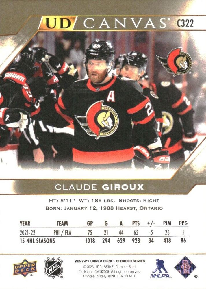 2022-23 Upper Deck UD Canvas #C322 Claude Giroux