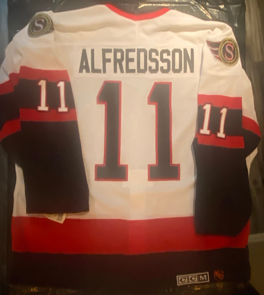 Daniel Alfredsson 1995 CCM Ottawa Senators Pro Authentic White Centurion Original Logo Jersey - Size 54