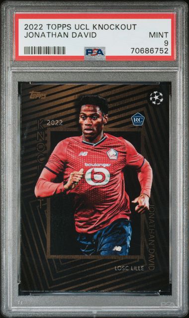 2022 Topps UEFA Champions League Knockout Rookie Jonathan David PSA 9