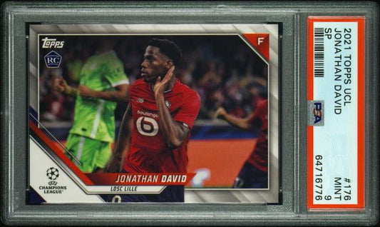 2021 Topps UEFA Champions League Short Print Photo Variation Rookie Jonathan David PSA 9