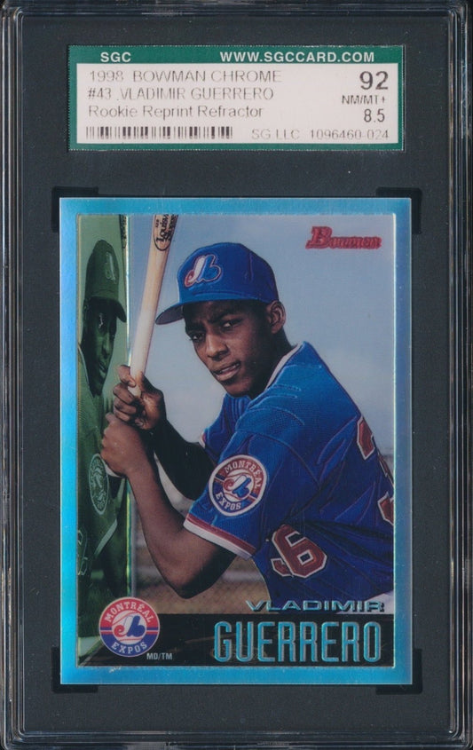 1998 Bowman Chrome Rookie Reprint Refractor #43 Vladimir Guerrero SGC 8.5 NM‑MT+