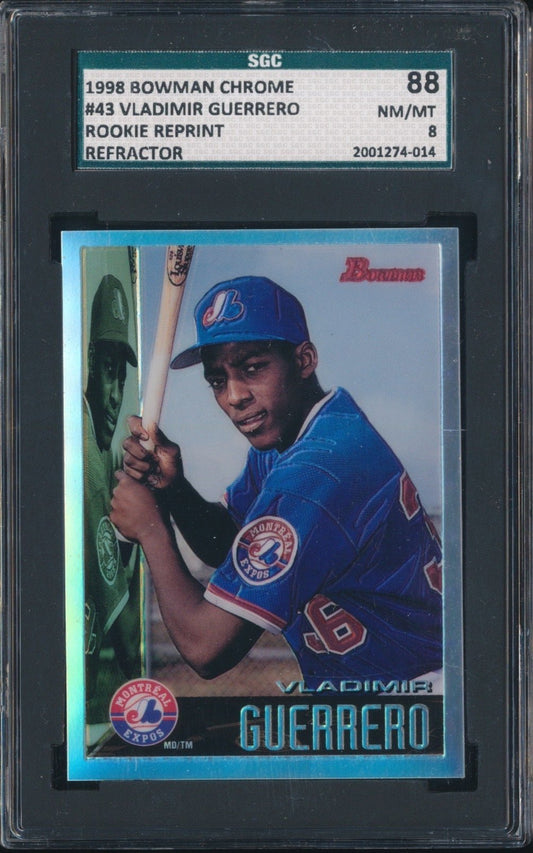 1998 Bowman Chrome Rookie Reprint Refractor #43 Vladimir Guerrero SGC 8 NM‑MT