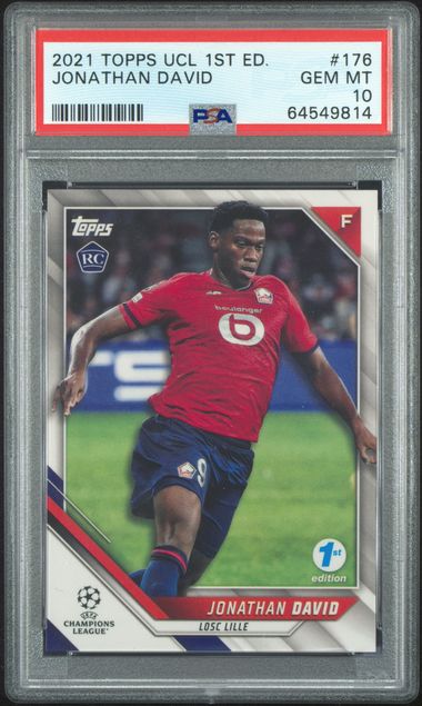 2021 Topps UEFA Champions League 1st Edition Rookie Jonathan David PSA 10 GEM MT