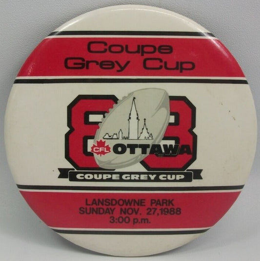 1988 CFL Grey Cup 3.5" Pinback Button - Ottawa - Lansdowne Park