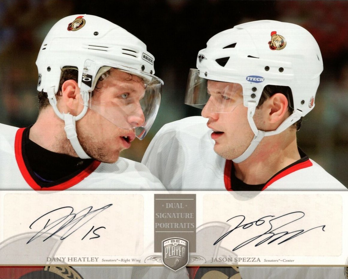 2006-07 Be A Player Dual Signature Portraits Autograph #DS-DJ Jason Spezza & Dany Heatley - 8x10 oversized card