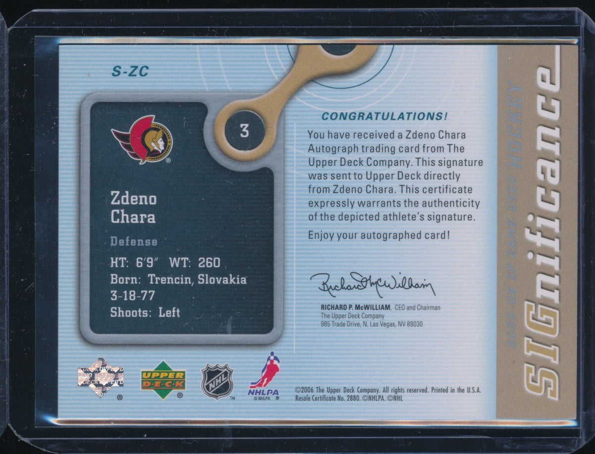 Zdeno Chara 2005-06 SP Game Used SIGnificance Autograph 60/100